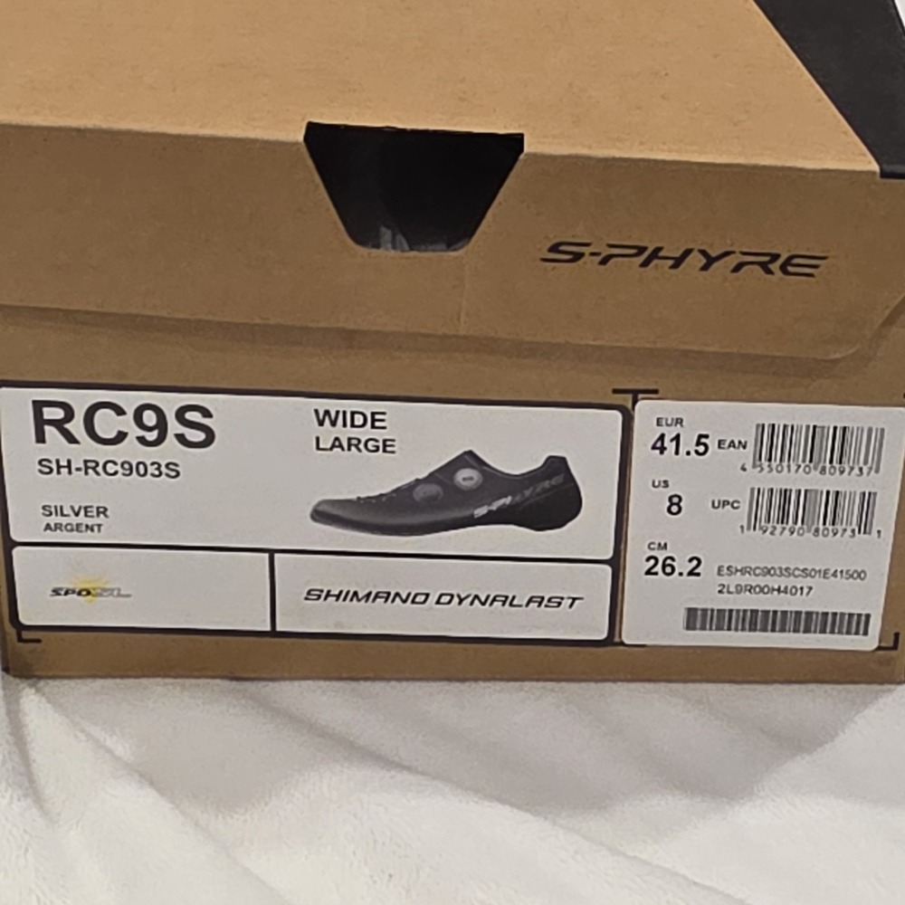 Shimano Dynalast S-Phyre SH-RC903S Silver 41.5w Men's 8 Road Cycling Shoes - Picture 10 of 10